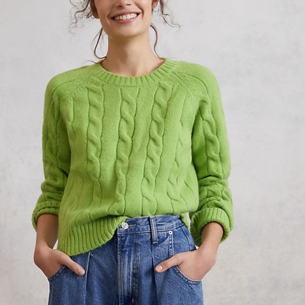 Anthropologie Betsy Cable-Knit Sweater Green NWT - Picture 1 of 10